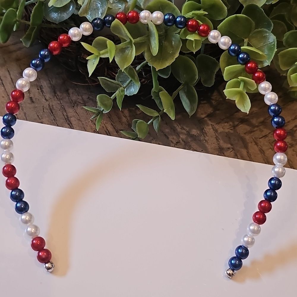 Red, White and Blue July 4th Beaded Headband